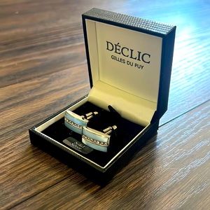 Baby blue stone solid silver cufflinks
